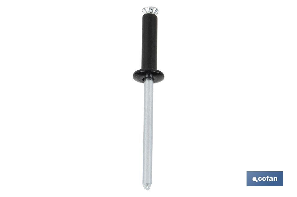 REMACHE DE FLOR NEGRO 4.8 X 16 MM