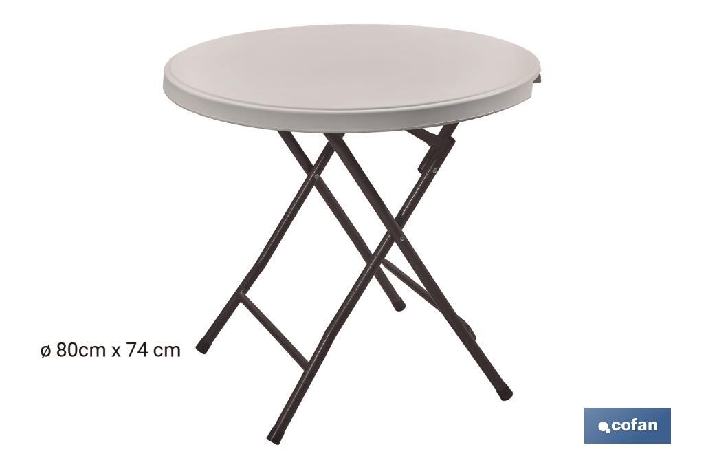 MESA REDONDA PLEGABLE BLANCA 80X80X74CM