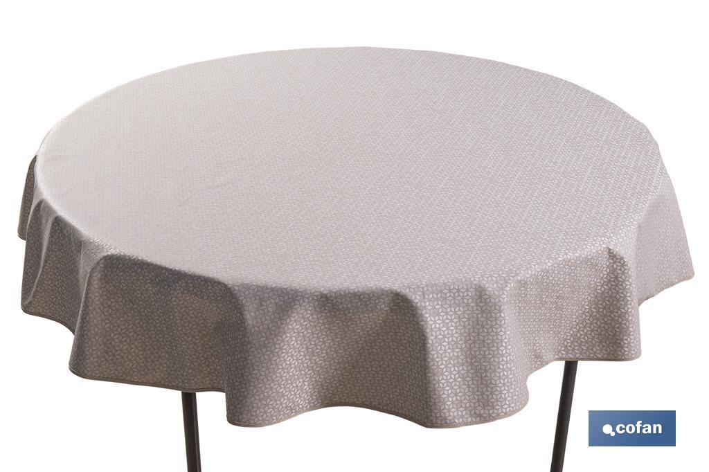 MANTEL REDONDO PETALOS ANTIMANCHAS RESINADO JACQUARD CONFECCIONADO 50% ALGODÓN 50% POLIESTER  1,40 M