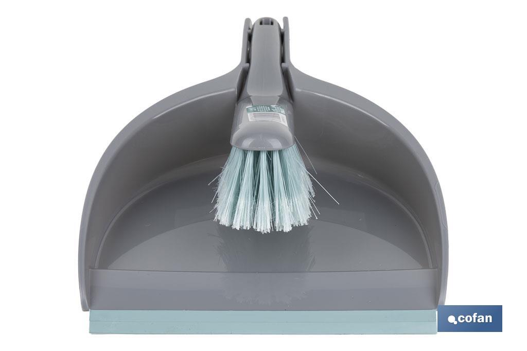 SET DE CEPILLO CON PALA Y BORDE DE GOMA COLOR TURQUESA/GRIS 33 x 23 x 9 CM