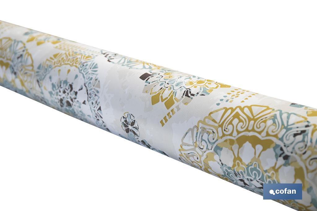 ROLLO DE MANTEL ANTIMANCHAS MOSAICO CALIDO 1,40 X 20 M