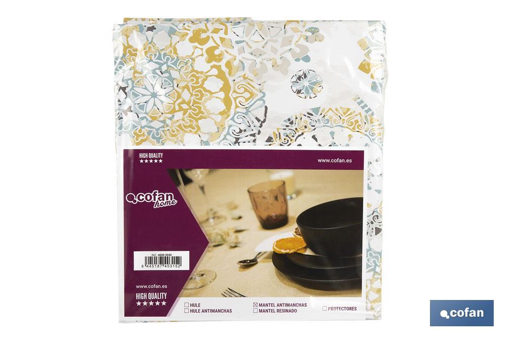 MANTEL ANTIMANCHAS MOSAICO CALIDO 1,40 X 1,80