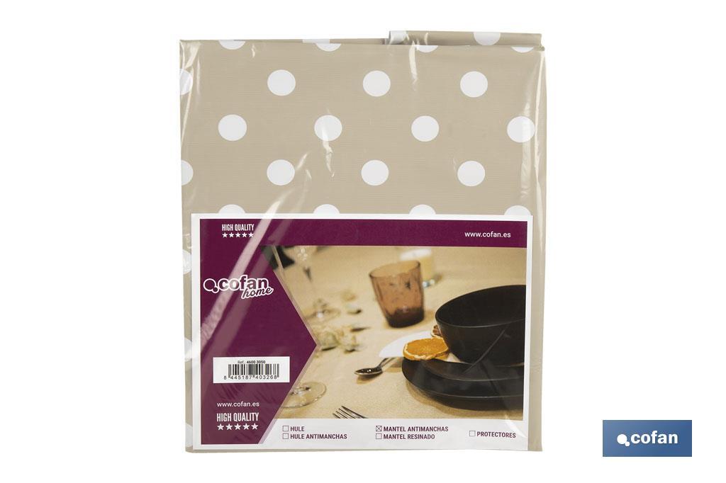 MANTEL ANTIMANCHA LUNARES BEIGE 1,40 X 1,80