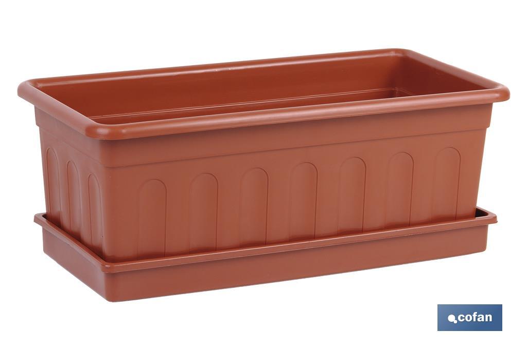 JARDINERA MARRON  MODELO AZAHAR 40 X 20 X 15.5 + PLATO 38 X 16.6 CM