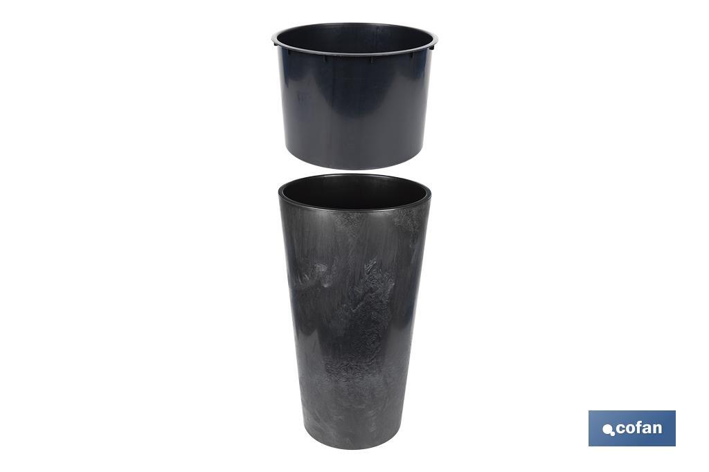 MACETERO 2 EN 1 FORMA CONICA CON DEPÓSITO COLOR NEGRO PP Ø 255 X 466 MM 9,5 L