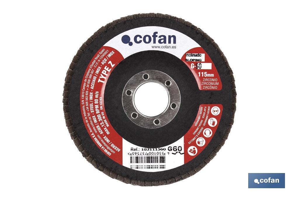 DISCO LAMINADO ESTANDAR INCLINADO 115 MM. G-120 ZIRCONIO venta unitaria