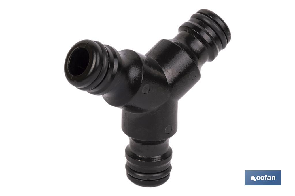 Conector triple en forma \"Y\" para mangueras de jardín | Rosca macho para empalmes | Ideal para jardinería y agricultura